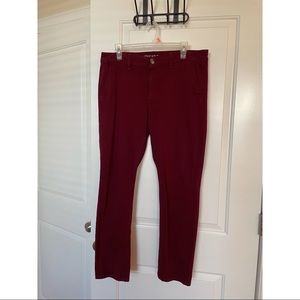 American eagle maroon skinny trouser pants size 14 short super stretch